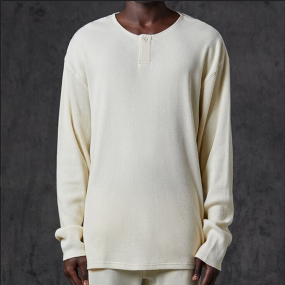 Essentials Beige Thermal Henley Shirt XXL - Picture 1 of 12